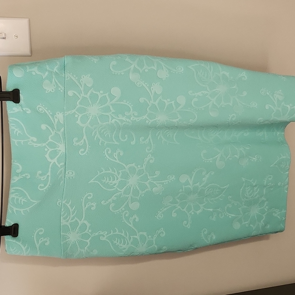 LulaRoe Cassie Skirt Aqua Blue Flower Pattern Sz S Small